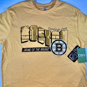 NHL Boston Bruins Vintage Yellow T Shirt Home of the Bruins Mens Yellow Large